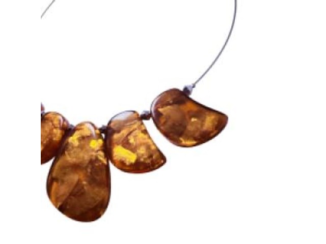 Baltisch amber statement collier met 'sun spangles' - afbeelding 3 van  4