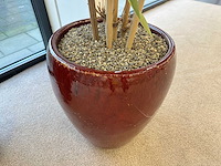 Bamboe kunstplant in stenen pot (2x) - afbeelding 3 van  3