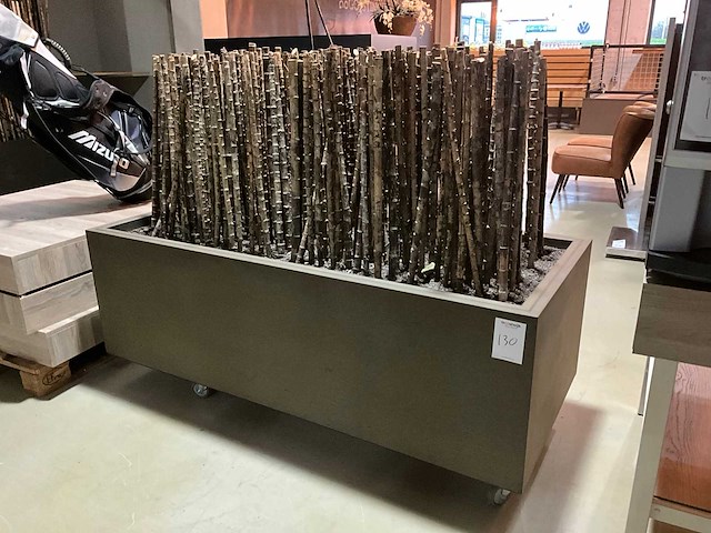 Bamboe stokken in verrijdbare presentatie bak - afbeelding 1 van  5