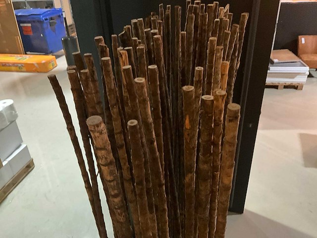 Bamboe stokken in verrijdbare presentatie bak - afbeelding 2 van  4