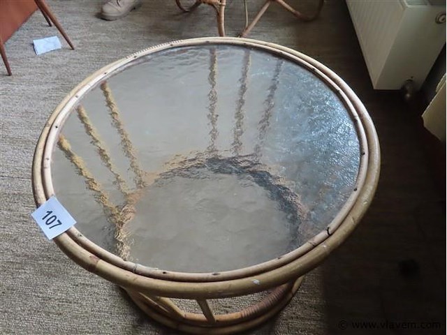 Bamboe tafel glazen blad - afbeelding 2 van  3