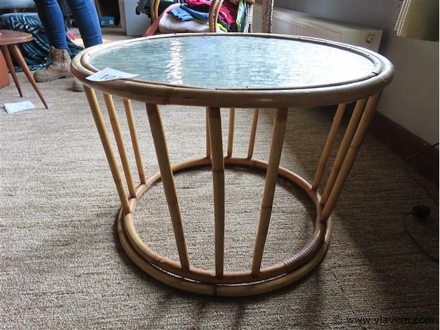 Bamboe tafel glazen blad - afbeelding 3 van  3