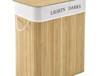 Bamboe wasmand curly 100l incl. deksel & waszak - afbeelding 1 van  6