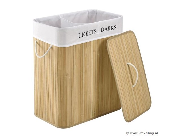 Bamboe wasmand curly 100l incl. deksel & waszak - afbeelding 3 van  6