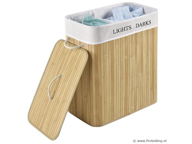 Bamboe wasmand curly 100l incl. deksel & waszak - afbeelding 5 van  6