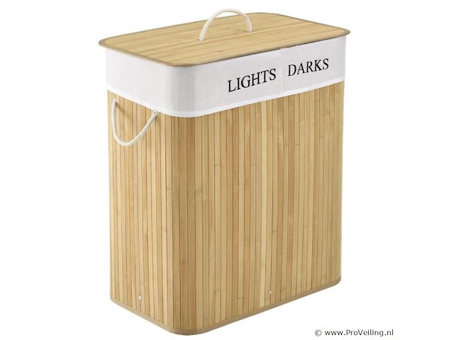 Bamboe wasmand curly 100l incl. deksel & waszak - afbeelding 1 van  6