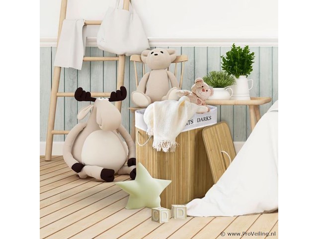 Bamboe wasmand curly 100l incl. deksel & waszak - afbeelding 2 van  6