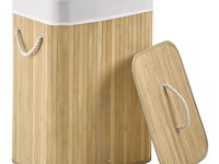 Bamboe wasmand curly 72l incl. deksel & waszak - afbeelding 3 van  6