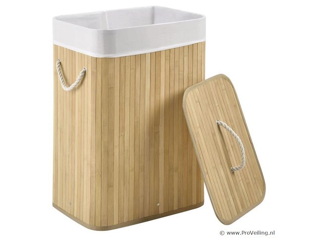 Bamboe wasmand curly 72l incl. deksel & waszak - afbeelding 3 van  6