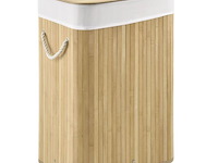 Bamboe wasmand curly 72l incl. deksel & waszak - afbeelding 1 van  6