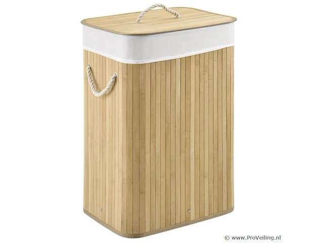 Bamboe wasmand curly 72l incl. deksel & waszak - afbeelding 1 van  6