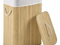 Bamboe wasmand curly 72l incl. deksel & waszak - afbeelding 3 van  6