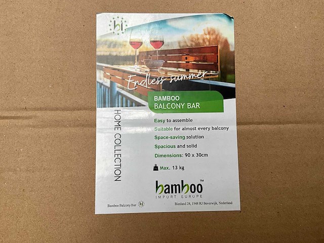 Bamboo - balkonbar - naturel - tali - 900x300 mm - barblad - afbeelding 3 van  14