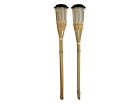 Bamboo - fakkels - naturel - moso - led zonne-energie - tuin bewatering (2x) - afbeelding 2 van  9