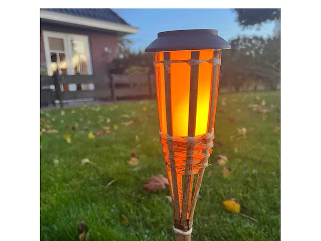 Bamboo - fakkels - naturel - moso - led zonne-energie - tuin bewatering (2x) - afbeelding 1 van  8