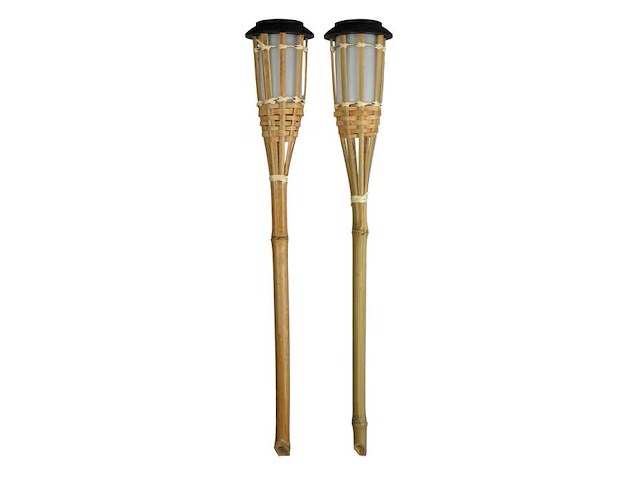 Bamboo - fakkels - naturel - moso - led zonne-energie - tuin verlichting (50x) - afbeelding 7 van  13