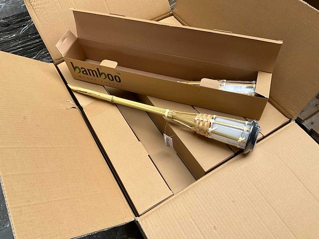 Bamboo - fakkels - naturel - moso - led zonne-energie - tuin verlichting (50x) - afbeelding 1 van  13