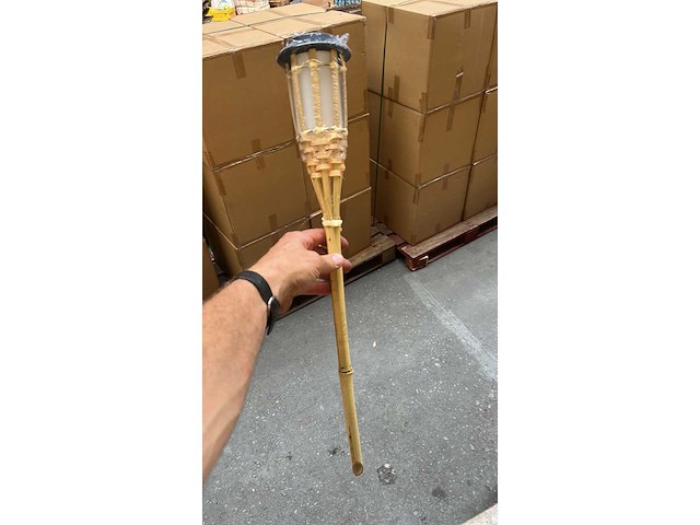 Bamboo - fakkels - naturel - moso - led zonne-energie - tuin verlichting (50x) - afbeelding 8 van  10