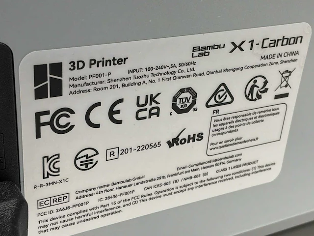 Bambu lab pf001-p x1-carbon 3d printer - afbeelding 10 van  10