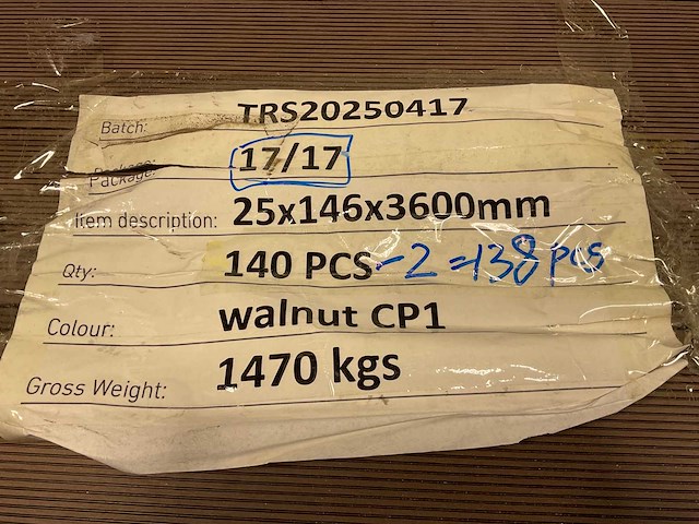 Bamdura composiet vlonderplank - walnoot - 360x14,6x2,5 cm (140x) - afbeelding 4 van  5