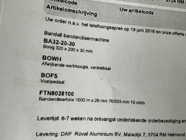 Bandall ba32-20-30 omsnoeringsmachine - afbeelding 2 van  7