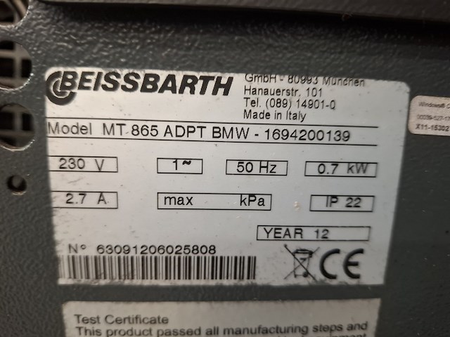 Banden balanceer apparaat, beissbarth, mt865 adpt bmw - afbeelding 5 van  6