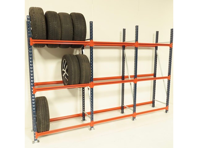 Bandenstelling ±3,05m lang, 0,5m diep mecalux, gedemonteerd - afbeelding 1 van  4