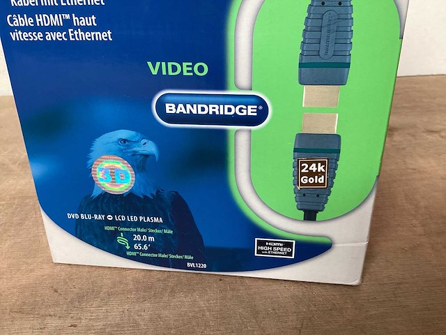 Bandridge hdmi kabel, high speed, lengte 20 meter - afbeelding 2 van  3