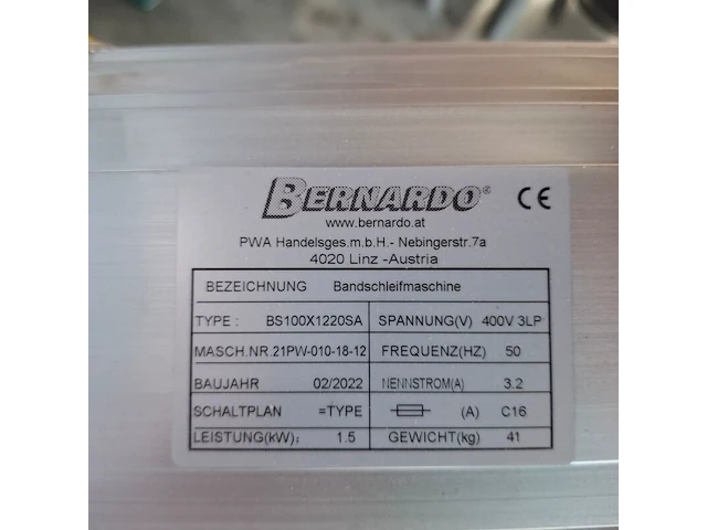 Bandschuurmachine bernardo, bs 100x1220 s - afbeelding 6 van  8