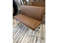 Bank 120 x100x55 stripe cognac leder - afbeelding 1 van  3