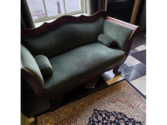 Bank incl. 2 rolkussens, antiek - afbeelding 3 van  3