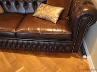 Bank incl. sierkussens (chesterfield look) - bruin leder - 190x75x40cm - afbeelding 4 van  7