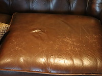 Bank incl. sierkussens (chesterfield look) - bruin leder - 190x75x40cm - afbeelding 5 van  7