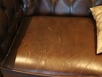 Bank incl. sierkussens (chesterfield look) - bruin leder - 190x75x40cm - afbeelding 6 van  7