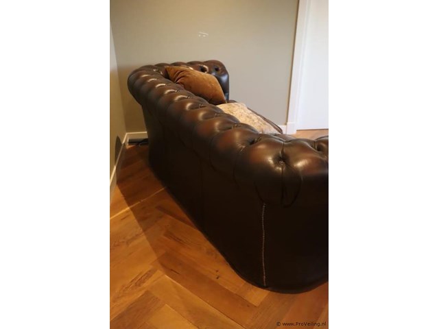 Bank incl. sierkussens (chesterfield look) - bruin leder - 190x75x40cm - afbeelding 7 van  7
