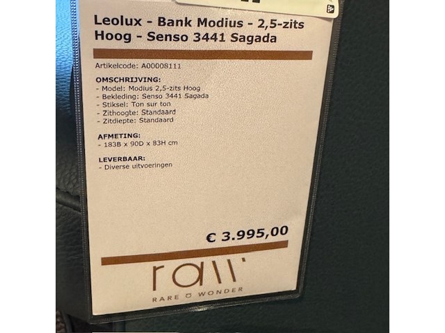 Bank leolux, modius hoog, 2,5 zits - afbeelding 2 van  5