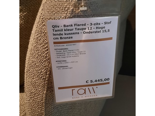 Bank qliv, flared, taupe, 3-zits - afbeelding 5 van  12