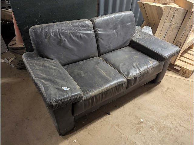 Bank vintage leer 160cm - afbeelding 1 van  1