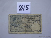 Bankbiljet belgië cinq francs 1938 - afbeelding 1 van  1