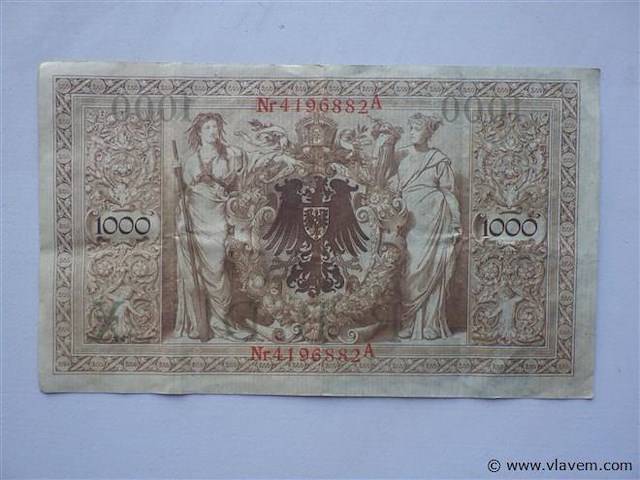 Bankbiljet duitsland 1000 mark 1910 - afbeelding 2 van  2