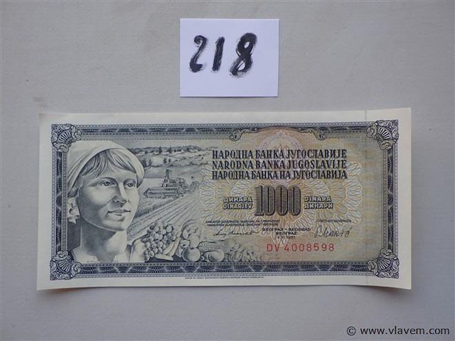 Bankbiljet joegoslavië 1000 dinara - afbeelding 1 van  2