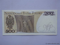 Bankbiljet polen 500 zloty - afbeelding 2 van  2