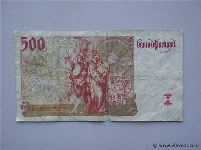 Bankbiljet portugal 500 escudos - afbeelding 2 van  2