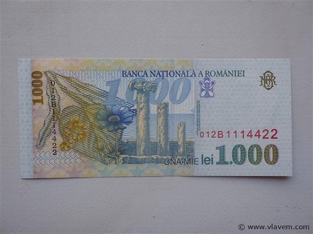 Bankbiljet roemenië 1000 lei - afbeelding 2 van  2