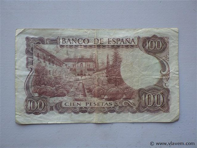 Bankbiljet spanje 100 pesetas - afbeelding 2 van  2