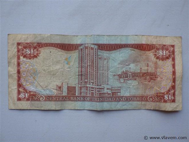 Bankbiljet trinidad and tobago one dollar 2002 - afbeelding 2 van  2