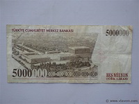 Bankbiljet turkije 5,000,000 lirasi - afbeelding 2 van  2