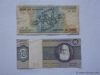 Bankbiljetten brazilië 1000 en 10 cruzeiros - afbeelding 2 van  2