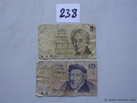 Bankbiljetten israël 5 en 10 shekel - afbeelding 1 van  2