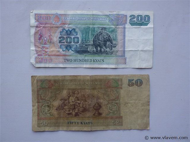 Bankbiljetten myanmar 200 en 50 kyats - afbeelding 2 van  2